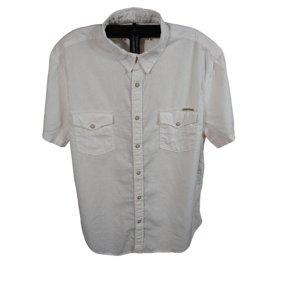 Lucky Brand White Short Sleeved Men's XL Extra Large Button Down